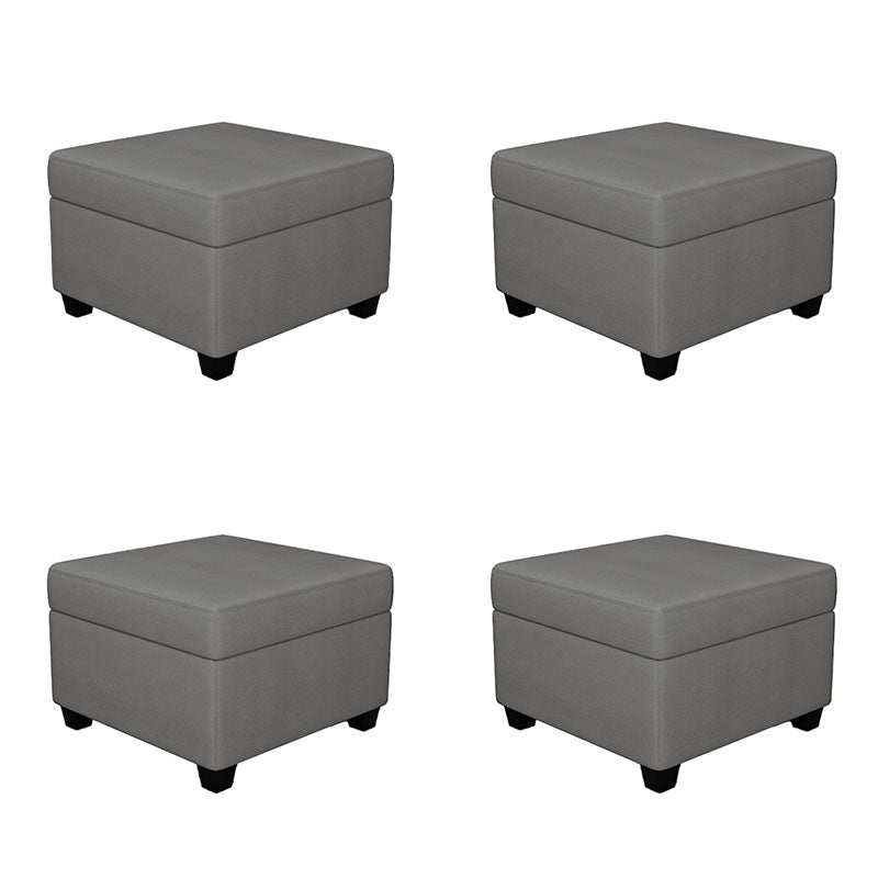 Contemporary Storage Ottomans Square Leather Storage Ottomans with Legs Dark Gray 4 Piece Set Clearhalo 'furn' 'furn_ottomans_poufs' 'Furniture' 'Living Room Furniture' 'Ottomans & Poufs' 'ottomans_poufs' 7648297
