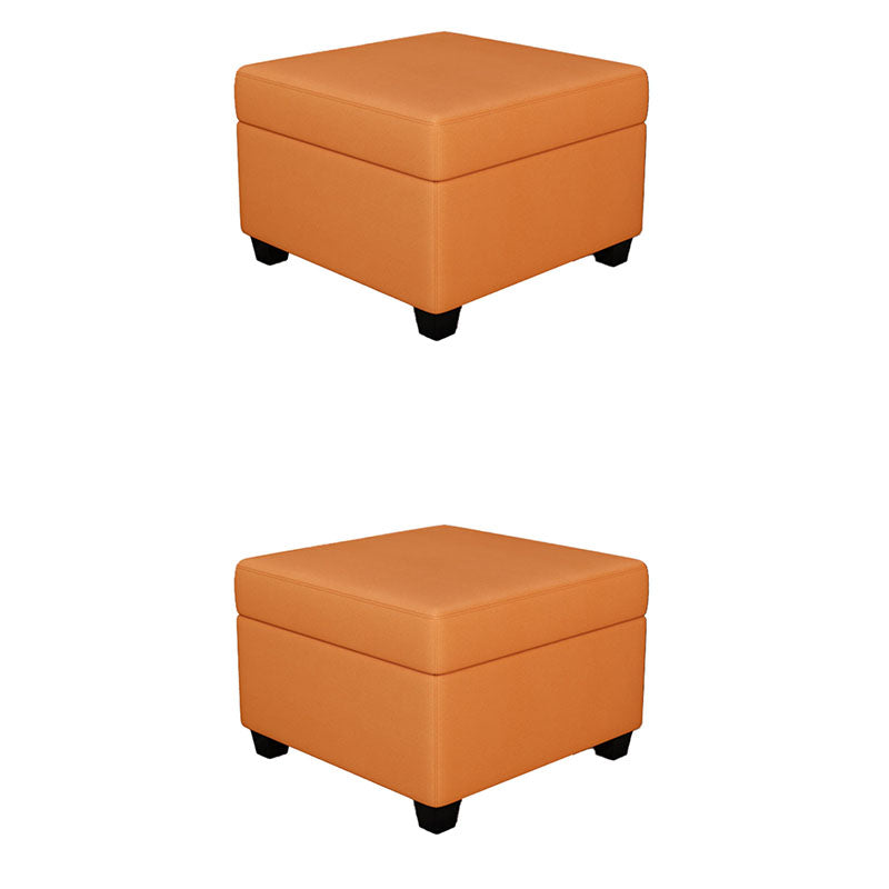 Contemporary Storage Ottomans Square Leather Storage Ottomans with Legs Orange 2 Piece Set Clearhalo 'furn' 'furn_ottomans_poufs' 'Furniture' 'Living Room Furniture' 'Ottomans & Poufs' 'ottomans_poufs' 7648302