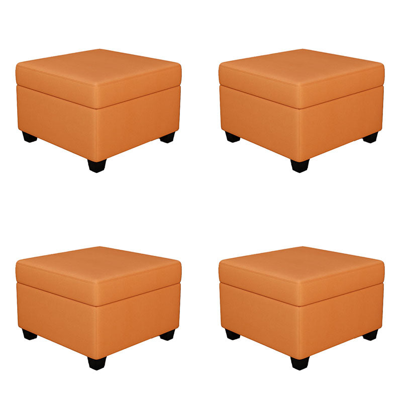 Contemporary Storage Ottomans Square Leather Storage Ottomans with Legs Orange 4 Piece Set Clearhalo 'furn' 'furn_ottomans_poufs' 'Furniture' 'Living Room Furniture' 'Ottomans & Poufs' 'ottomans_poufs' 7648303