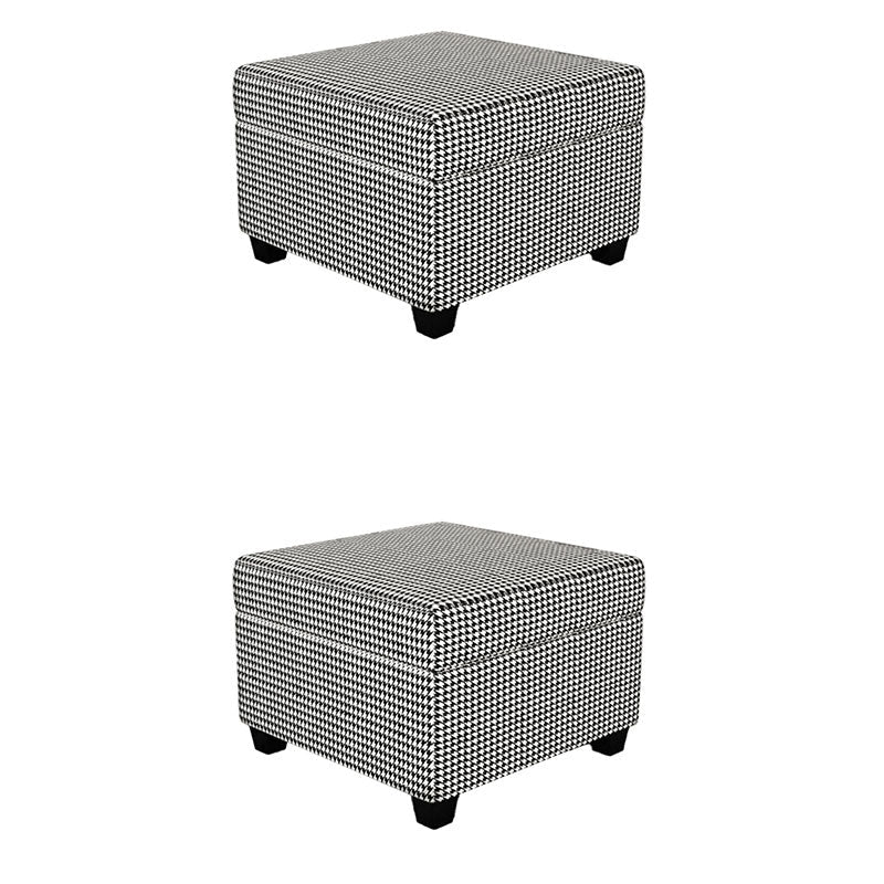Contemporary Storage Ottomans Square Leather Storage Ottomans with Legs Black 2 Piece Set Clearhalo 'furn' 'furn_ottomans_poufs' 'Furniture' 'Living Room Furniture' 'Ottomans & Poufs' 'ottomans_poufs' 7648304