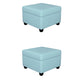 Contemporary Storage Ottomans Square Leather Storage Ottomans with Legs Blue 2 Piece Set Clearhalo 'furn' 'furn_ottomans_poufs' 'Furniture' 'Living Room Furniture' 'Ottomans & Poufs' 'ottomans_poufs' 7648306