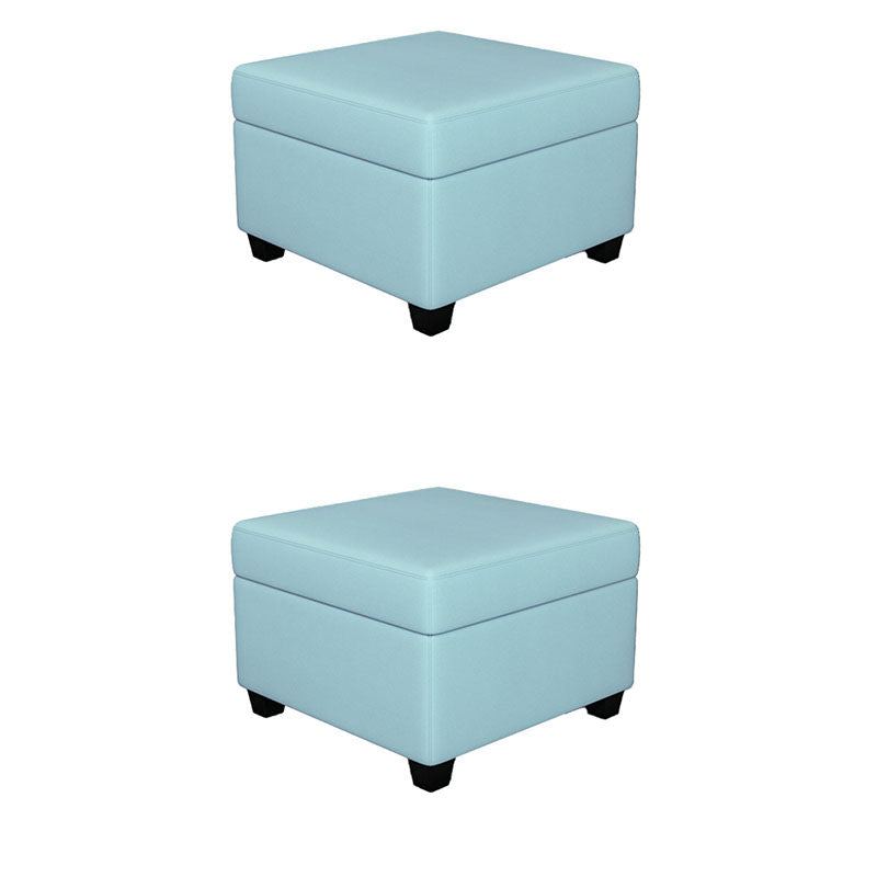 Contemporary Storage Ottomans Square Leather Storage Ottomans with Legs Blue 2 Piece Set Clearhalo 'furn' 'furn_ottomans_poufs' 'Furniture' 'Living Room Furniture' 'Ottomans & Poufs' 'ottomans_poufs' 7648306