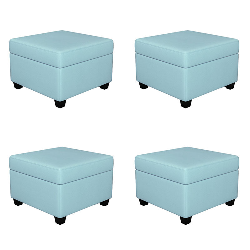 Contemporary Storage Ottomans Square Leather Storage Ottomans with Legs Blue 4 Piece Set Clearhalo 'furn' 'furn_ottomans_poufs' 'Furniture' 'Living Room Furniture' 'Ottomans & Poufs' 'ottomans_poufs' 7648307