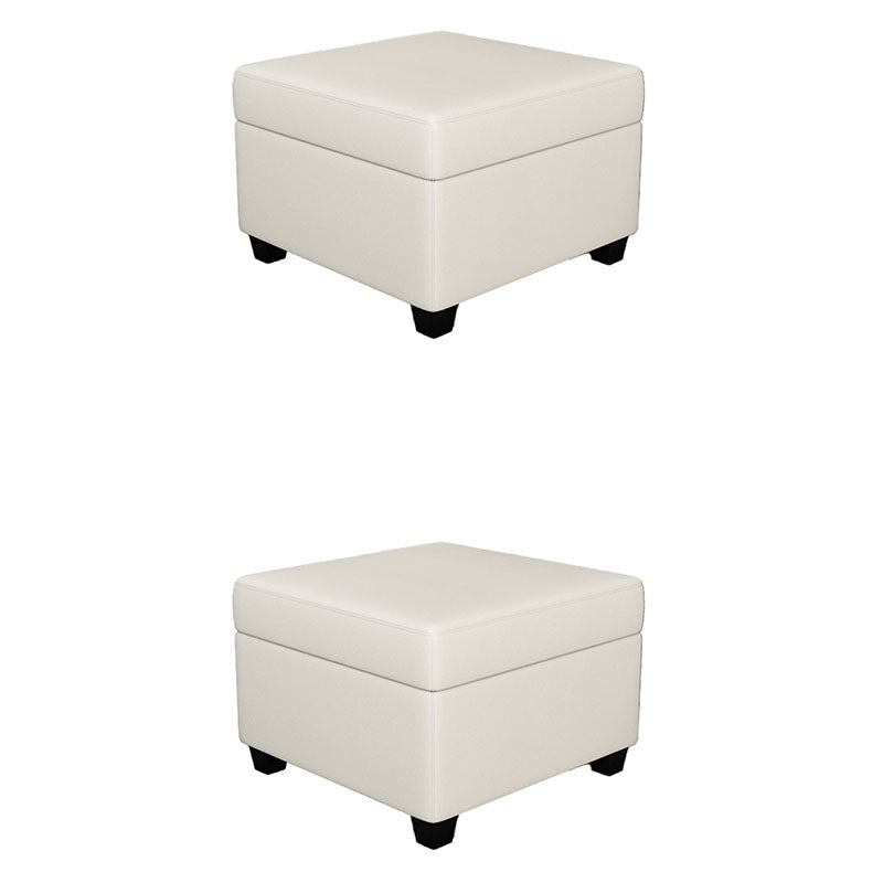 Contemporary Storage Ottomans Square Leather Storage Ottomans with Legs Off-White 2 Piece Set Clearhalo 'furn' 'furn_ottomans_poufs' 'Furniture' 'Living Room Furniture' 'Ottomans & Poufs' 'ottomans_poufs' 7648308