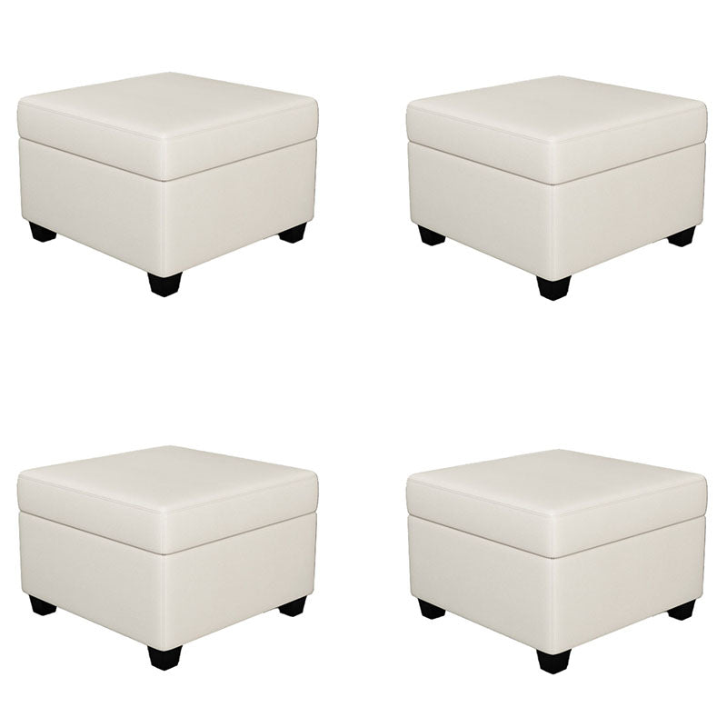 Contemporary Storage Ottomans Square Leather Storage Ottomans with Legs Off-White 4 Piece Set Clearhalo 'furn' 'furn_ottomans_poufs' 'Furniture' 'Living Room Furniture' 'Ottomans & Poufs' 'ottomans_poufs' 7648309