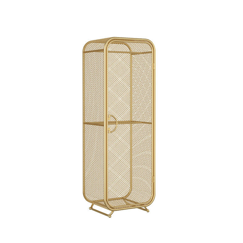 Metal Storage Cabinet Industrial Wardrobe Armoire with Garment Rod 24"L x 18"W x 59"H Gold 1 Clearhalo 'Armoires & Wardrobes' 'armoires_wardrobes' 'Bedroom Furniture' 'furn' 'furn_armoires_wardrobes' 'Furniture' 7648520