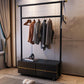 Contemporary Movable Wardrobe Wooden Bedroom Armoire with Drawers 39"L x 16"W x 71"H Black Clearhalo 'Armoires & Wardrobes' 'armoires_wardrobes' 'Bedroom Furniture' 'furn' 'furn_armoires_wardrobes' 'Furniture' 7648536