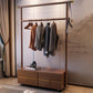 Contemporary Movable Wardrobe Wooden Bedroom Armoire with Drawers 31"L x 16"W x 71"H Walnut Clearhalo 'Armoires & Wardrobes' 'armoires_wardrobes' 'Bedroom Furniture' 'furn' 'furn_armoires_wardrobes' 'Furniture' 7648544