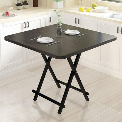 Modern Folding Dining Table Square Wood Top with Metal Legs for Home