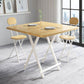 Modern Folding Dining Table Square Wood Top with Metal Legs for Home