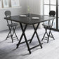 Modern Folding Dining Table Square Wood Top with Metal Legs for Home