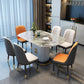 Modern Extendable Dining Table Grey Round Stone Tabletop with Storage
