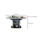 Modern Extendable Dining Table Grey Round Stone Tabletop with Storage