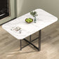 Modern Folding Dining Table Rectangle Wooden Top with Black Metal Base White 55.1"L x 31.5"W x 29.5"H Without Chairs Clearhalo 'Dining Tables & Seating' 'Dining Tables' 'dining_table' 'furn' 'furn_dining_table' 'Furniture' 'Kitchen & Dining Furniture' 7649423