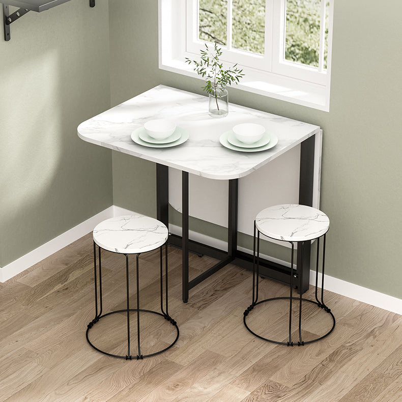 Modern Folding Dining Table Rectangle Wooden Top with Black Metal Base Clearhalo 'Dining Tables & Seating' 'Dining Tables' 'dining_table' 'furn' 'furn_dining_table' 'Furniture' 'Kitchen & Dining Furniture' 7649424