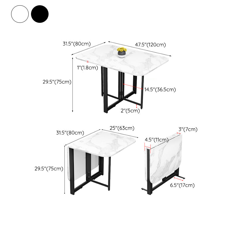 Modern Folding Dining Table Rectangle Wooden Top with Black Metal Base Clearhalo 'Dining Tables & Seating' 'Dining Tables' 'dining_table' 'furn' 'furn_dining_table' 'Furniture' 'Kitchen & Dining Furniture' 7649433
