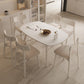 Round Extendable Dining Table Modern White Stone Tabletop with Double Drop Leaf Clearhalo 'Dining Tables & Seating' 'Dining Tables' 'dining_table' 'furn' 'furn_dining_table' 'Furniture' 'Kitchen & Dining Furniture' 7649436