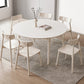 Round Extendable Dining Table Modern White Stone Tabletop with Double Drop Leaf Clearhalo 'Dining Tables & Seating' 'Dining Tables' 'dining_table' 'furn' 'furn_dining_table' 'Furniture' 'Kitchen & Dining Furniture' 7649438