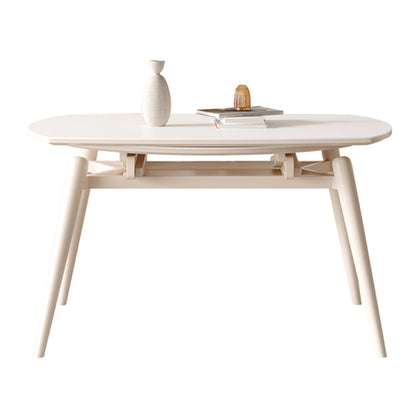 Round Extendable Dining Table Modern White Stone Tabletop with Double Drop Leaf Without Chairs Clearhalo 'Dining Tables & Seating' 'Dining Tables' 'dining_table' 'furn' 'furn_dining_table' 'Furniture' 'Kitchen & Dining Furniture' 7649439