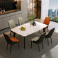 Rectangular Dining Room Table Stone Tabletop with Solid Wood Legs Clearhalo 'Dining Tables & Seating' 'Dining Tables' 'dining_table' 'furn' 'furn_dining_table' 'Furniture' 'Kitchen & Dining Furniture' 7649450