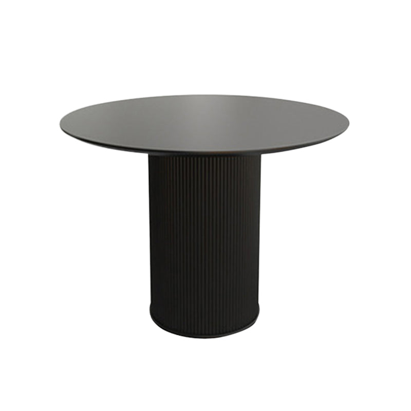 Modern Round Dining Table for 2 Persons Wooden Pedestal Base Black 39.4"L x 39.4"W x 29.5"H Without Chairs Clearhalo 'Dining Tables & Seating' 'Dining Tables' 'dining_table' 'furn' 'furn_dining_table' 'Furniture' 'Kitchen & Dining Furniture' 7649462