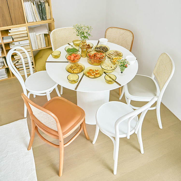 Modern Round Dining Table for 2 Persons Wooden Pedestal Base Clearhalo 'Dining Tables & Seating' 'Dining Tables' 'dining_table' 'furn' 'furn_dining_table' 'Furniture' 'Kitchen & Dining Furniture' 7649464