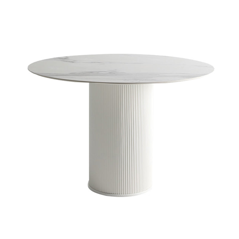 Modern Round Dining Table for 2 Persons Wooden Pedestal Base White-Gray Without Chairs Clearhalo 'Dining Tables & Seating' 'Dining Tables' 'dining_table' 'furn' 'furn_dining_table' 'Furniture' 'Kitchen & Dining Furniture' 7649467