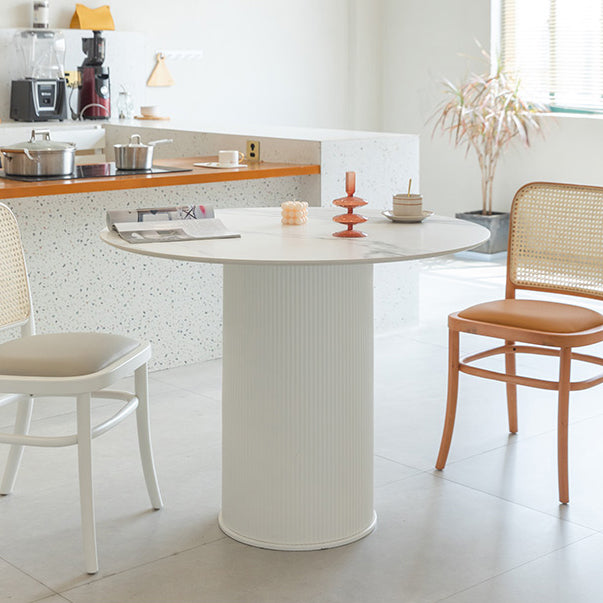 Modern Round Dining Table for 2 Persons Wooden Pedestal Base Clearhalo 'Dining Tables & Seating' 'Dining Tables' 'dining_table' 'furn' 'furn_dining_table' 'Furniture' 'Kitchen & Dining Furniture' 7649468