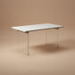 Rectangular Dining Table Modern Wood Tabletop with Acrylic Double Pedestal Base