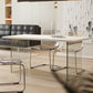 Rectangular Dining Table Modern Wood Tabletop with Acrylic Double Pedestal Base
