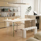 Rectangular Dining Table Modern Wood Tabletop with Acrylic Double Pedestal Base