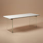 Rectangular Dining Table Modern Wood Tabletop with Acrylic Double Pedestal Base