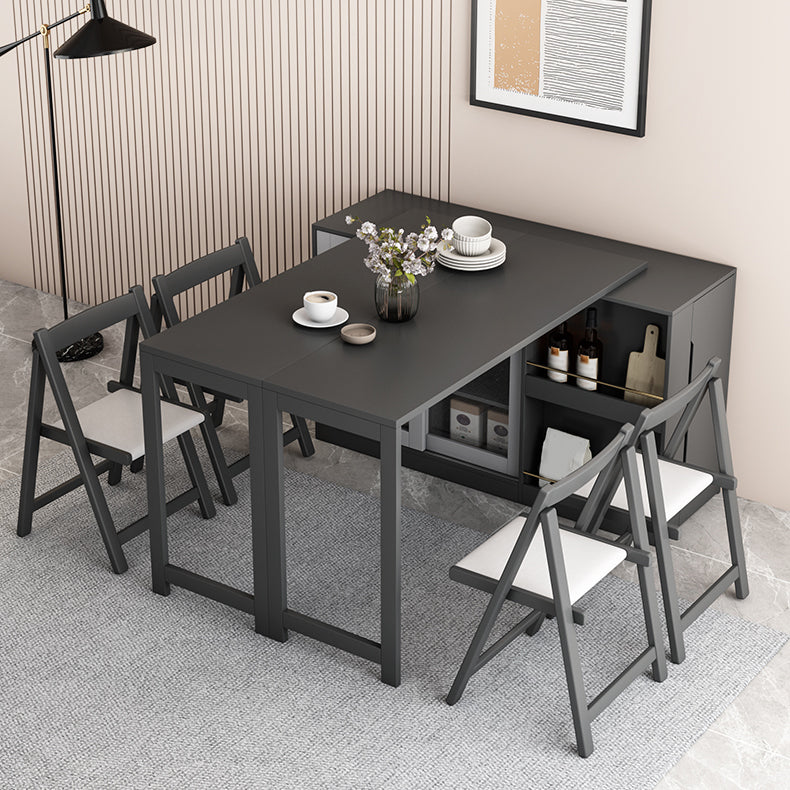 Modern Folding Dining Table with Storage Rectangle Wooden Top Clearhalo 'Dining Tables & Seating' 'Dining Tables' 'dining_table' 'furn' 'furn_dining_table' 'Furniture' 'Kitchen & Dining Furniture' 7649512