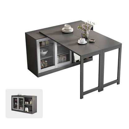 Modern Folding Dining Table with Storage Rectangle Wooden Top Grey Without Chairs Clearhalo 'Dining Tables & Seating' 'Dining Tables' 'dining_table' 'furn' 'furn_dining_table' 'Furniture' 'Kitchen & Dining Furniture' 7649513