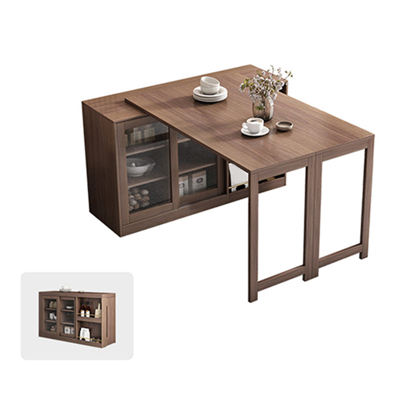 Modern Folding Dining Table with Storage Rectangle Wooden Top Nut-Brown Without Chairs Clearhalo 'Dining Tables & Seating' 'Dining Tables' 'dining_table' 'furn' 'furn_dining_table' 'Furniture' 'Kitchen & Dining Furniture' 7649514