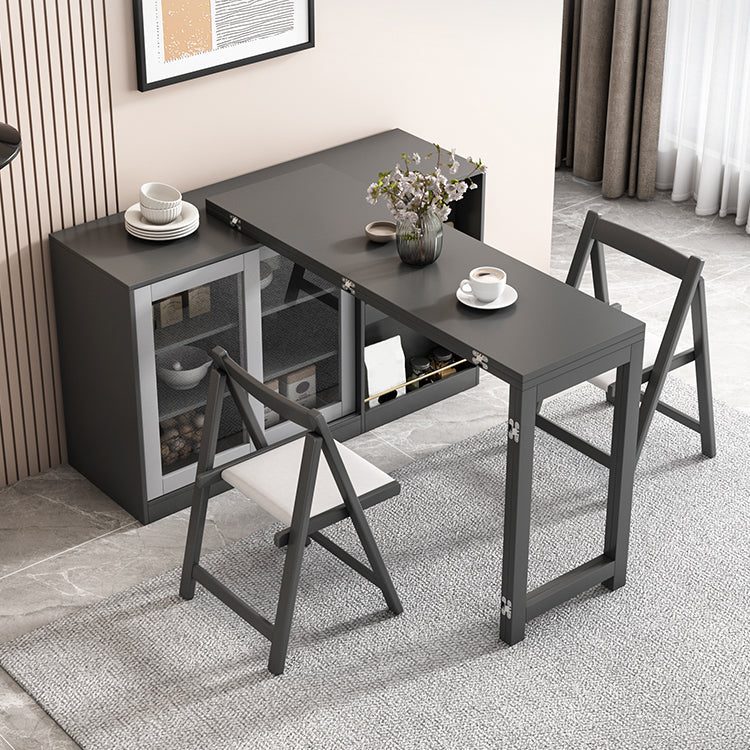 Modern Folding Dining Table with Storage Rectangle Wooden Top Clearhalo 'Dining Tables & Seating' 'Dining Tables' 'dining_table' 'furn' 'furn_dining_table' 'Furniture' 'Kitchen & Dining Furniture' 7649515