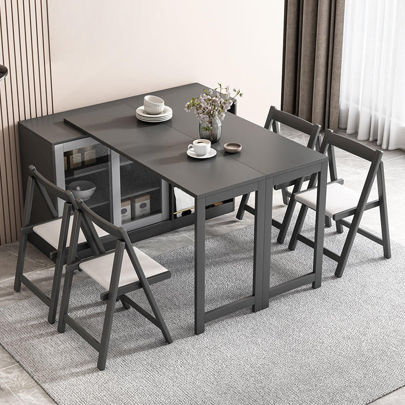 Modern Folding Dining Table with Storage Rectangle Wooden Top Clearhalo 'Dining Tables & Seating' 'Dining Tables' 'dining_table' 'furn' 'furn_dining_table' 'Furniture' 'Kitchen & Dining Furniture' 7649516