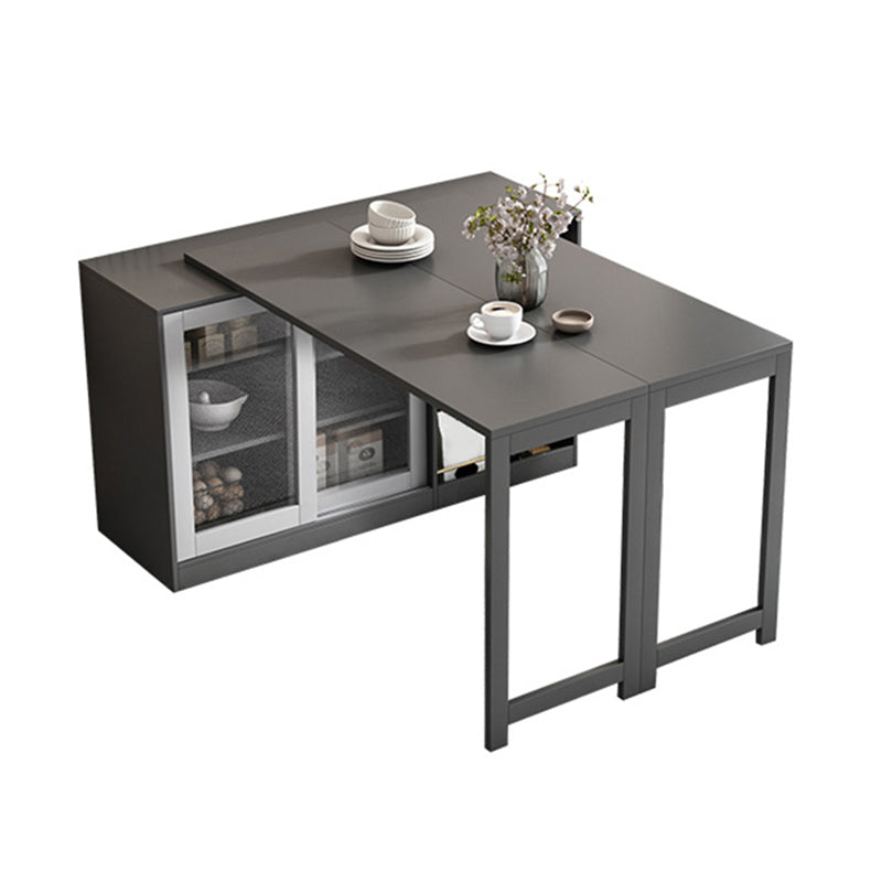 Modern Folding Dining Table with Storage Rectangle Wooden Top Clearhalo 'Dining Tables & Seating' 'Dining Tables' 'dining_table' 'furn' 'furn_dining_table' 'Furniture' 'Kitchen & Dining Furniture' 7649518