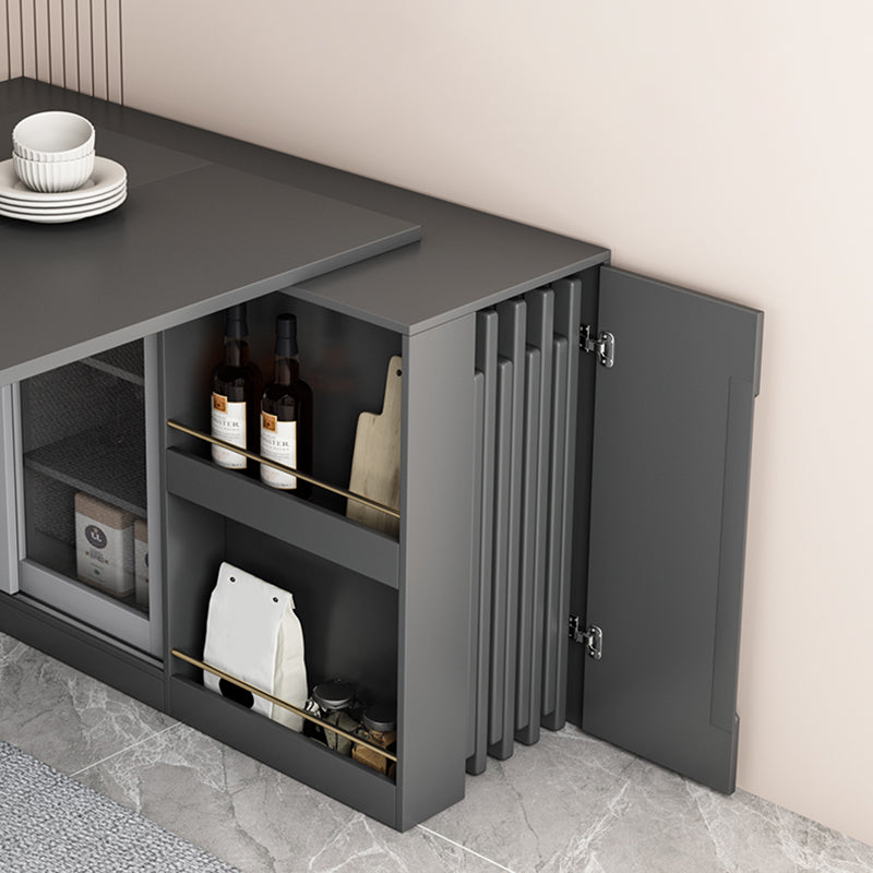 Modern Folding Dining Table with Storage Rectangle Wooden Top Clearhalo 'Dining Tables & Seating' 'Dining Tables' 'dining_table' 'furn' 'furn_dining_table' 'Furniture' 'Kitchen & Dining Furniture' 7649519