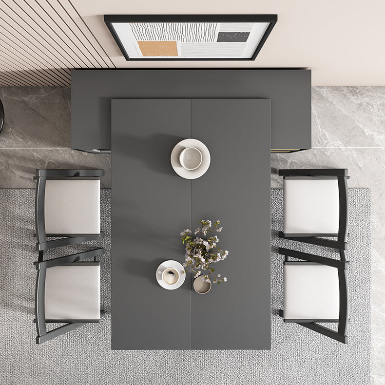 Modern Folding Dining Table with Storage Rectangle Wooden Top Clearhalo 'Dining Tables & Seating' 'Dining Tables' 'dining_table' 'furn' 'furn_dining_table' 'Furniture' 'Kitchen & Dining Furniture' 7649520