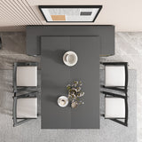 Modern Folding Dining Table with Storage Rectangle Wooden Top Clearhalo 'Dining Tables & Seating' 'Dining Tables' 'dining_table' 'furn' 'furn_dining_table' 'Furniture' 'Kitchen & Dining Furniture' 7649520