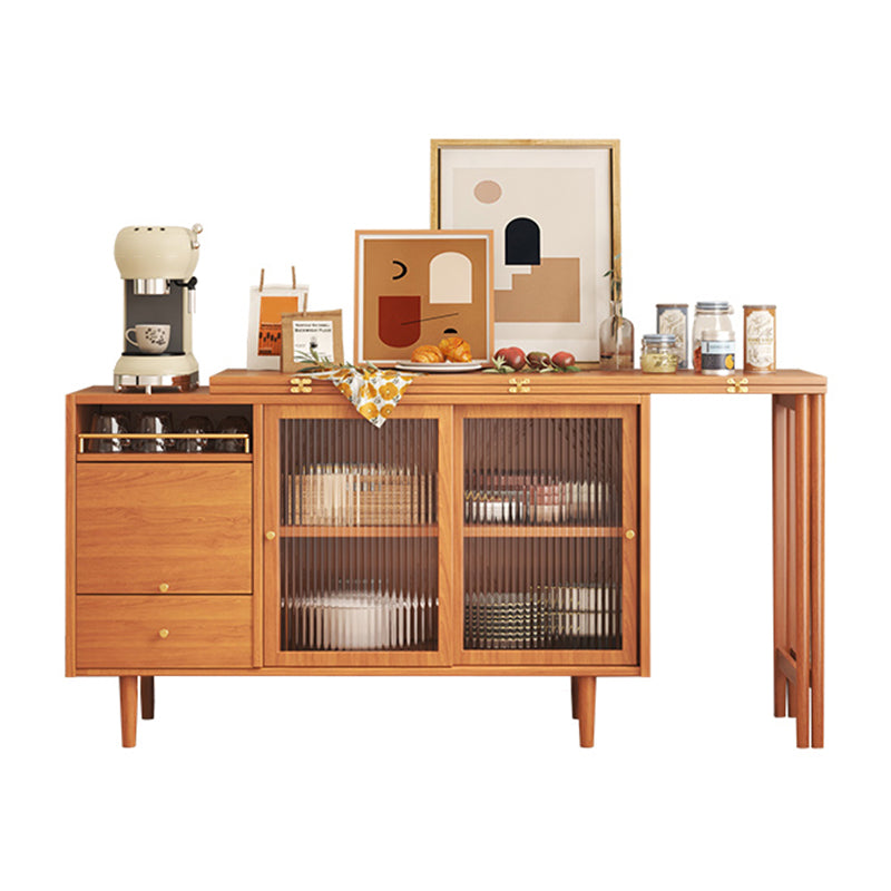Moderne opvouwbare houten eettafel met rechthoekig houten blad met opbergruimte