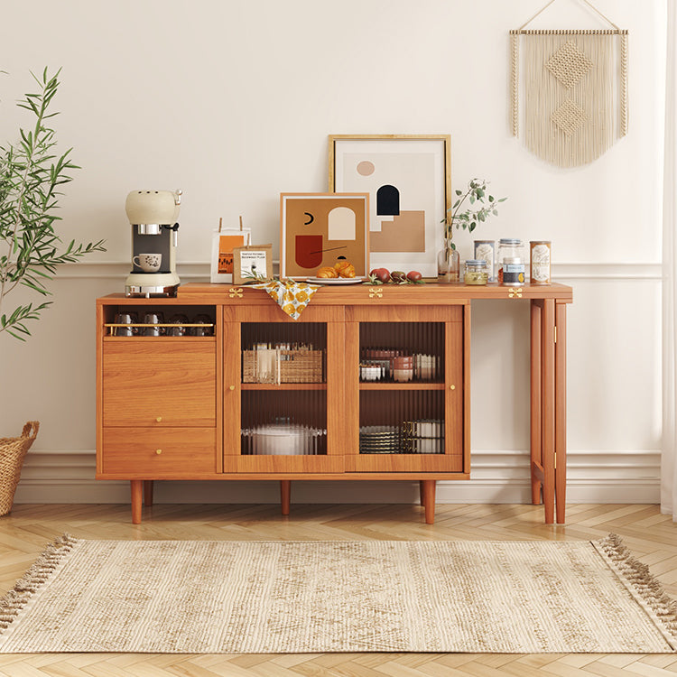 Moderne opvouwbare houten eettafel met rechthoekig houten blad met opbergruimte