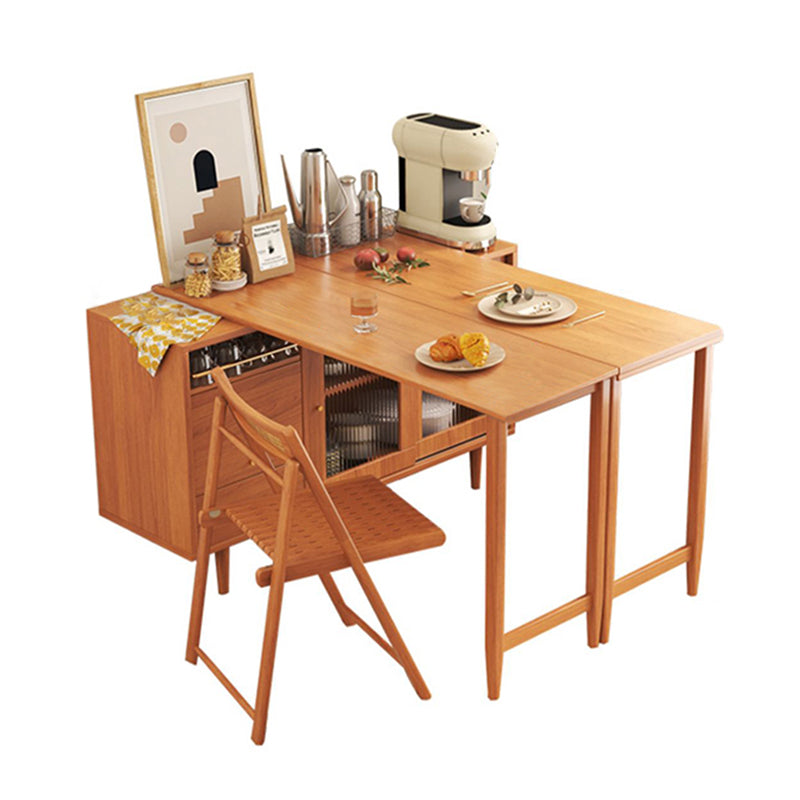 Moderne opvouwbare houten eettafel met rechthoekig houten blad met opbergruimte
