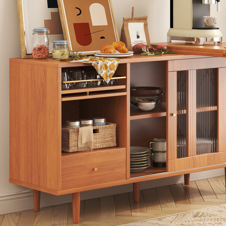 Moderne opvouwbare houten eettafel met rechthoekig houten blad met opbergruimte
