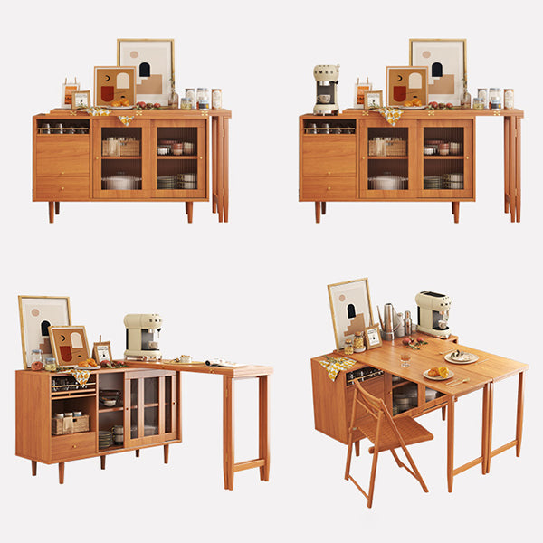 Moderne opvouwbare houten eettafel met rechthoekig houten blad met opbergruimte