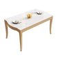 Table à manger moderne en pierre blanche avec pieds en bois massif pour le salon