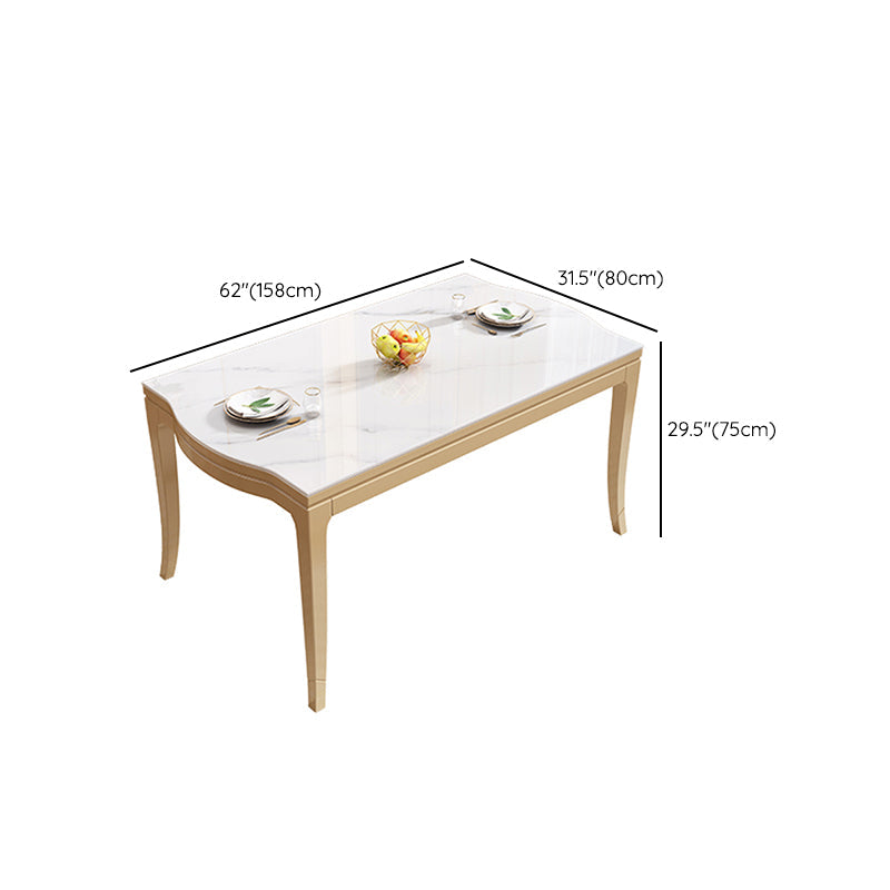 Table à manger moderne en pierre blanche avec pieds en bois massif pour le salon