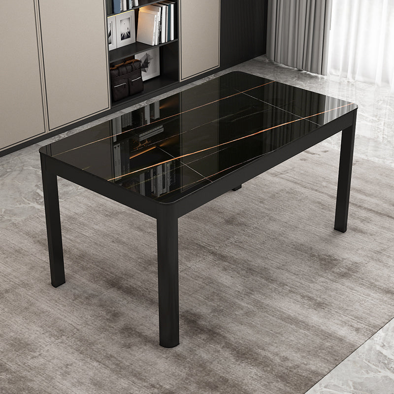 Table de salle à manger rectangulaire en verre de style contemporain avec 4 pieds