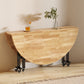 Mesa de comedor redonda de madera maciza de estilo moderno con hojas abatibles en color natural